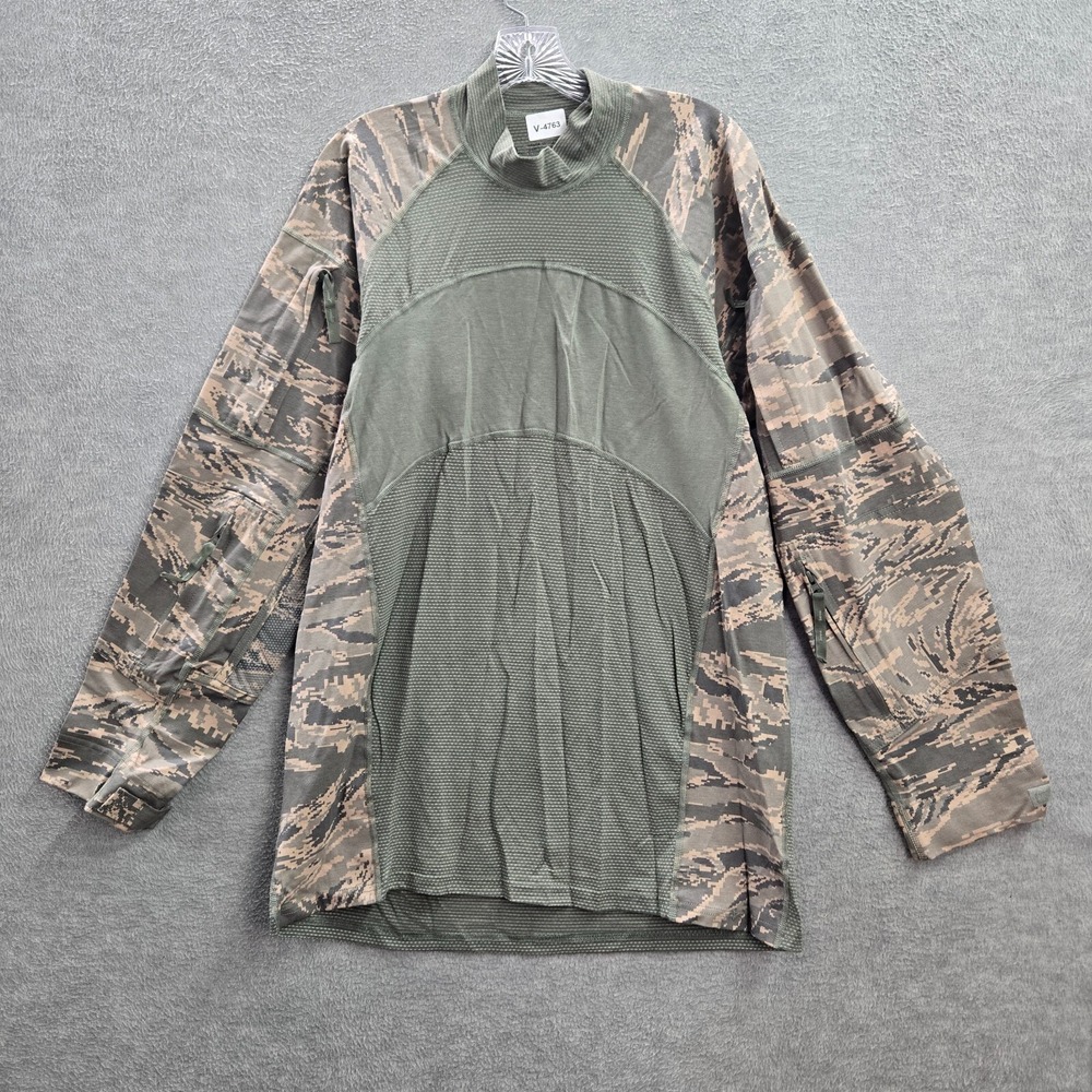 Massif Men Shirt XL Green Camo Airman Battle Flame Resistant Mock Neck Pullover